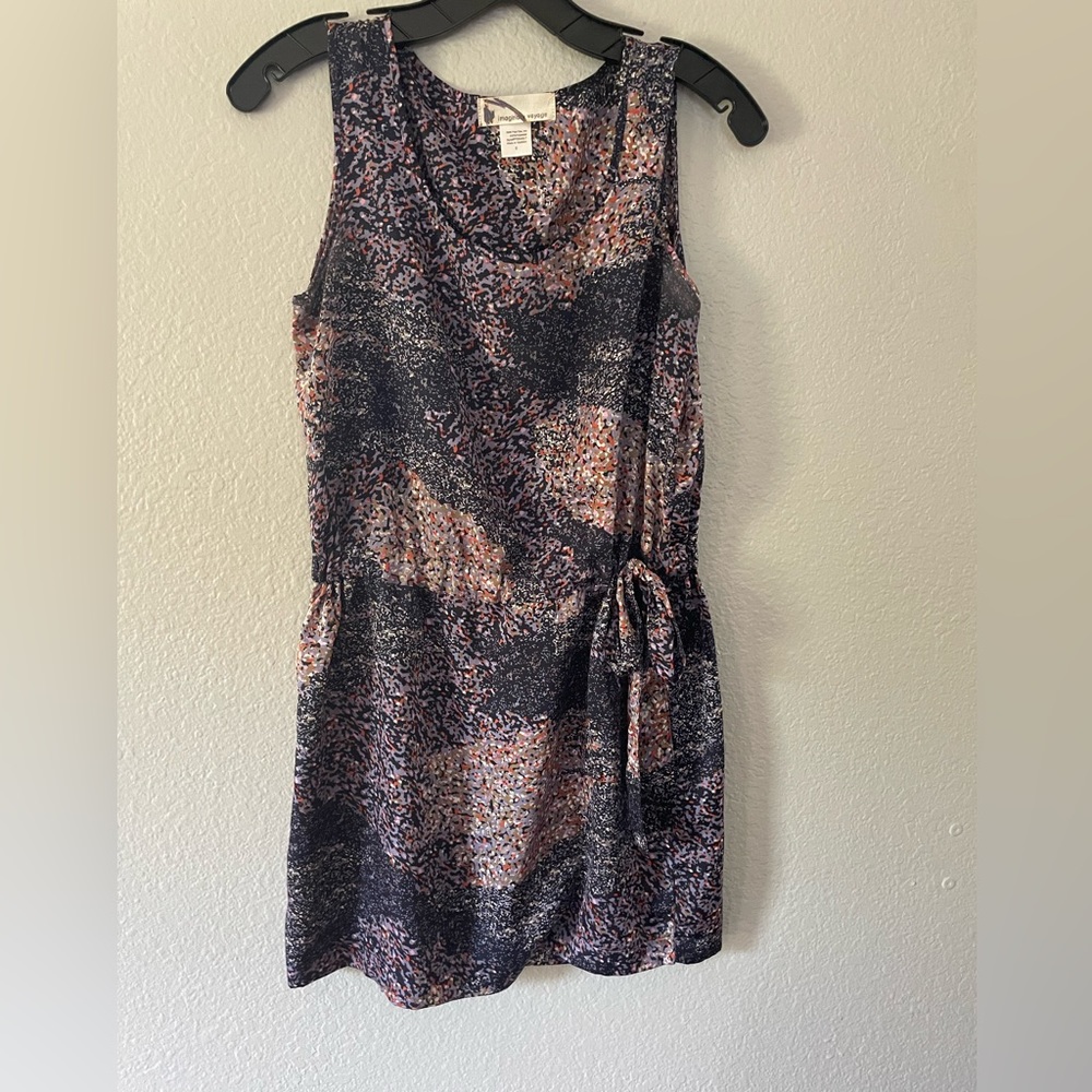 Pattern mini dress with tie waist
